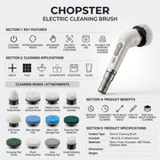 9-in-1 electric cleaning brush with interchangeable cleaning heads
