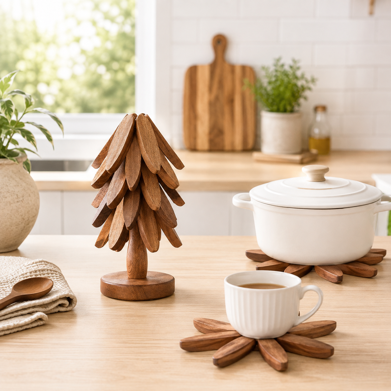 Wooden Tree Trivet Set