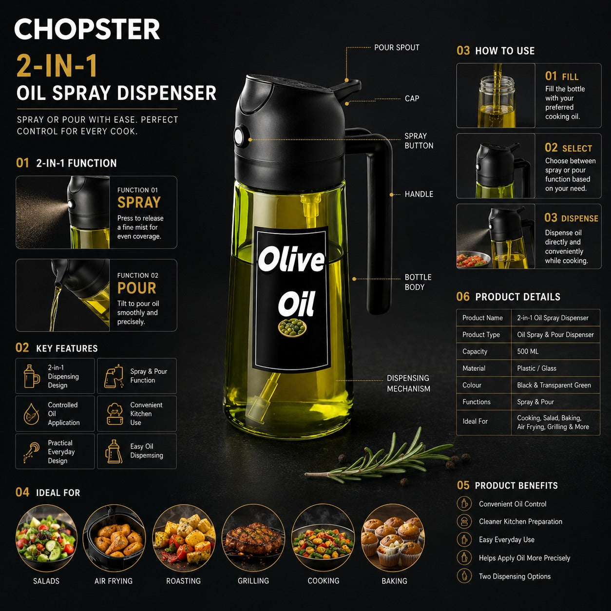 2-in-1 Oil Spray Bottle