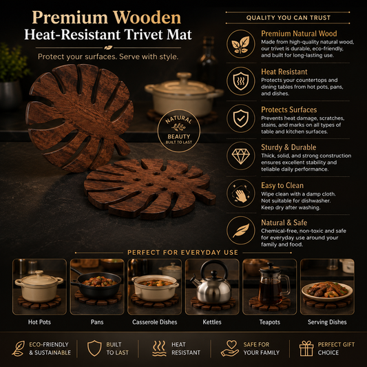 3pcs Wooden Trivet for Hot Pots